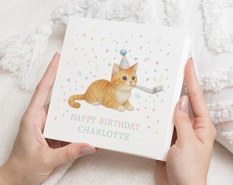 Katzen-Geburtstagskarte, personalisierte Geburtstagskarte für Mädchen, süßes Kätzchen-Geburtstagskarte, Geburtstagskarte für Tochter, Geburtstagskarte für Sie