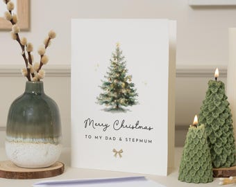 Christmas Card for Dad and Stepmum, Dad Christmas Card, Step Mum Christmas Card, Personalised Christmas Card, Family Xmas Card