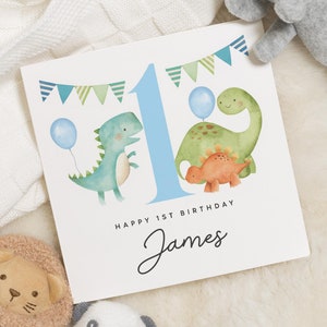 Cartão de aniversário de 1 ano do filho, cartão de aniversário de 1 ano do dinossauro para menino, presente especial de primeiro aniversário para neto, primeiro aniversário, sobrinho de 1 ano