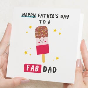 Vaderdagkaart voor papa, grappige vaderdagkaart, fantastische vaderkaart, schattige ijslollykaart, vaderdagkaart van kinderen, kaart voor hem