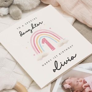Carte personnalisée 1er anniversaire pour fille, carte 1er anniversaire fille, joli cadeau premier anniversaire pour petite fille, cadeau 1er anniversaire, nièce
