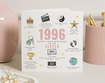 30e verjaardagskaart zus, gepersonaliseerde 30e verjaardagskaart meisje, cadeau 30e verjaardag zus, 30e verjaardagskaart voor zus, beste vriend