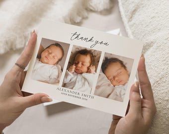 Personalisierte Baby-Dankeschön-Karten, Foto-Baby-Dankeschön-Karten, Geburtsanzeige-Karte, Minimale neues Baby-Dankeschön-Karte, Babyankündigung
