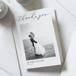 Benutzerdefinierte Hochzeitsfoto-Dankeschön-Karten, Schwarzweiß-Dankeschön-Karten Hochzeit, individuelle Dankeschön-Karten, einfache Foto-Danksagung