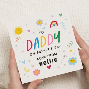 Fathers Day Card for Daddy, Fathers Day Card from Daughter, Personalised Fathers Day Card, Cute Card for Dad, Rainbow Card