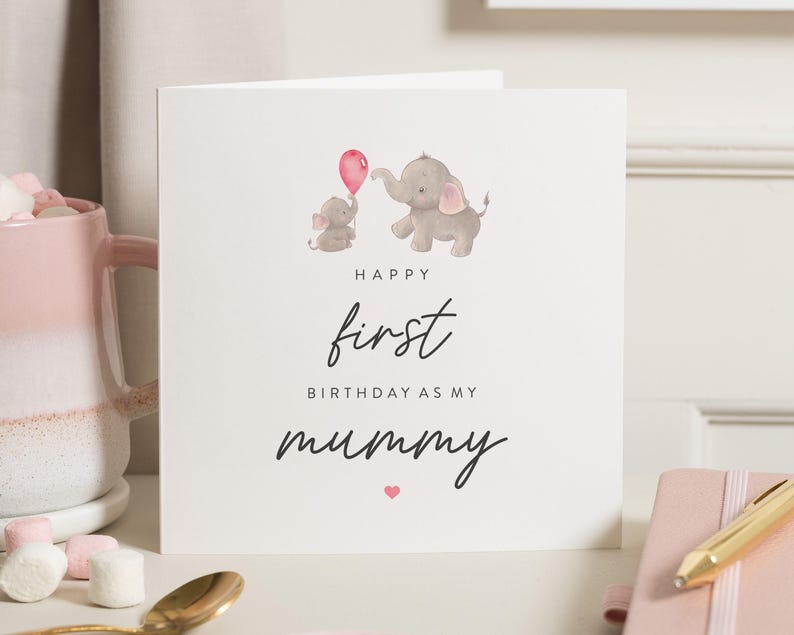 Carte 1er anniversaire en tant que maman, carte d'anniversaire personnalisée pour maman, carte 1er anniversaire en tant que maman, cadeau d'anniversaire de maman, pour elle, de bébé image 1
