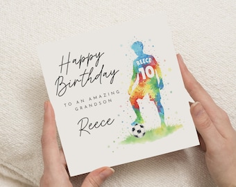 Birthday Card for Grandson, Personalised Football Birthday Card, Grandson Birthday Card, Birthday Card for Boy, Custom Name Birthday Card