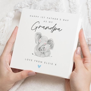 Primo biglietto per la festa del papà per il nonno, primo biglietto per la festa del papà per il nipote, biglietto personalizzato per la festa del papà, biglietto a forma di elefante per il nonno