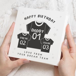 Carte d'anniversaire pour papa, carte d'anniversaire papa personnalisée, carte d'anniversaire pour enfant, carte de maillot de football, carte d'anniversaire pour lui