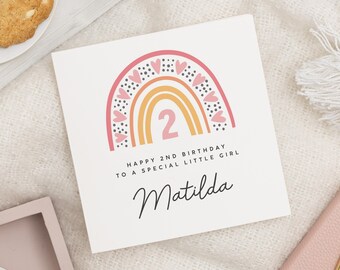 Daughter 2nd Birthday Card, Personalised 2nd Birthday Card For Girl, Cute Second Birthday Gift For Little Girl, 2nd Birthday Gift, Niece