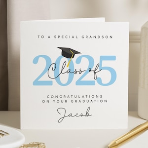 Tarjeta de graduación para nieto, tarjeta de graduación de 2025, tarjeta de graduación personalizada, tarjeta de felicitación para nieto