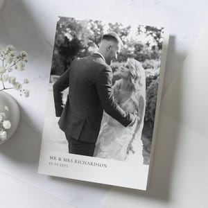 Cartes de remerciement photo personnalisées pour mariage, Cartes de remerciement noir et blanc Mariage, Cartes de remerciement simples, Cartes de remerciement photo modernes, Modifiables