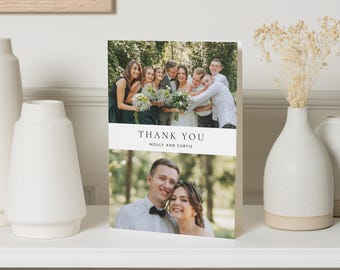 Personalised Wedding Thank You Cards, Photo Wedding Thank You Cards, Folded Wedding Thank You Cards, Minimal Wedding Thank You Card