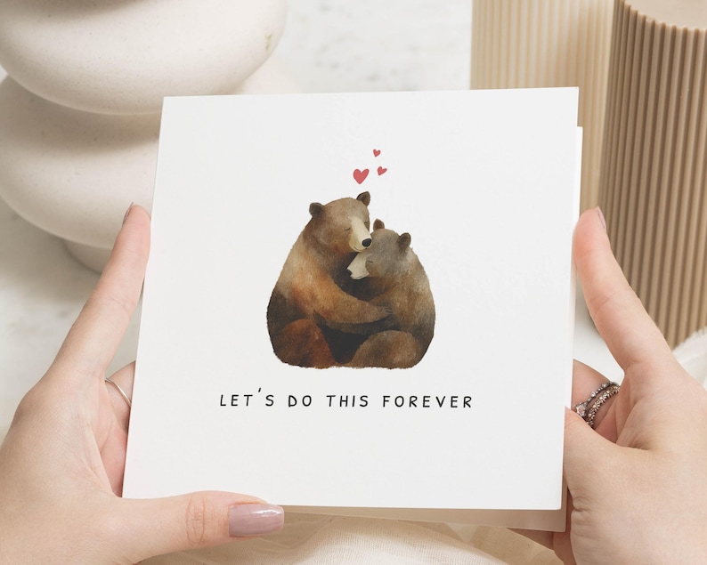 Carte d'anniversaire, carte romantique pour mari, femme, petit ami, petite amie, carte ours mignon, carte de Saint Valentin, carte d'amour image 1