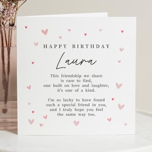 Biglietto di compleanno per amico, biglietto di compleanno con poesia per amico, biglietto di compleanno per amico donna, biglietti di compleanno per lei, adorabile biglietto per amico, biglietto di amicizia