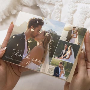 Schlichte Dankeskarten Hochzeit mit Foto, Dankeskarten Hochzeit, Gefaltete Danksagungskarten, Postkarte Dankeskarten Landschaft