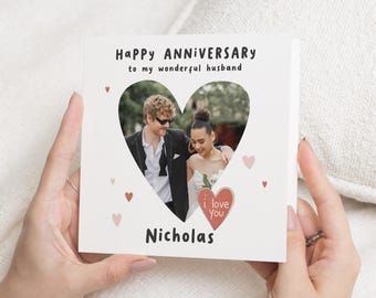 Anniversary Card for Husband, Husband Anniversary Card, Personalised Photo Card, Wife to Husband Card, Romantic I Love You Card