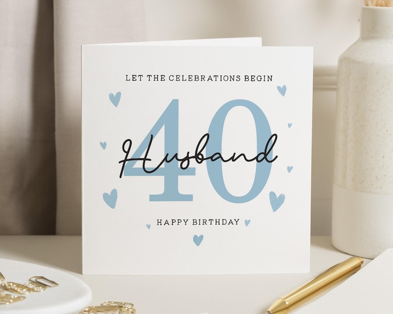 Carte personnalisée 40e anniversaire mari, carte d'anniversaire pour mari, cadeau d'anniversaire mari, 40e mari, carte d'anniversaire pour lui, cadeau 40e image 1