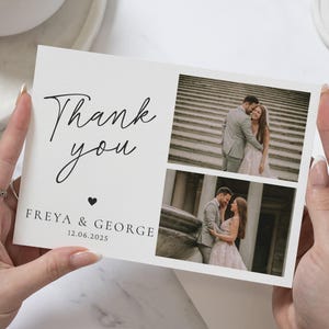 Remerciements avec photo pour mariage, Cartes de remerciement personnalisées simples pour mariage, Cartes de remerciement pour mariage avec photo, Cartes de remerciement pliées