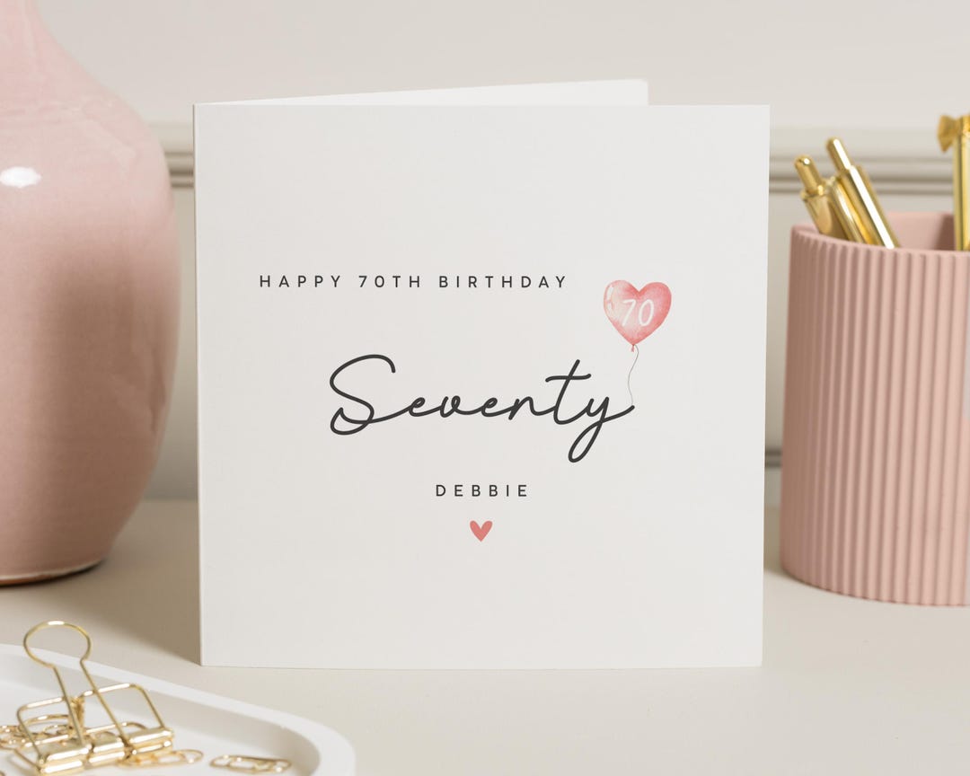 70th Birthday Card, Personalised 70th Birthday Card for Mum, Womens ...