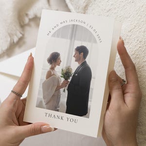 Einfache Hochzeit Dankeskarten mit Foto, personalisierte Dankeskarten Hochzeit, bearbeitbare Dankeskarten, Postkarte Dankeskarten Hochzeit