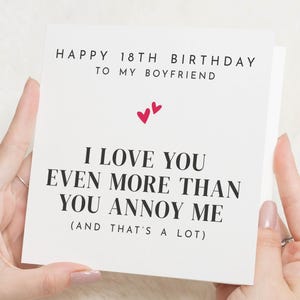 Tarjeta de cumpleaños número 18 para novio, tarjeta de cumpleaños divertida para él, tarjeta de "Te amo", tarjeta de cumpleaños número 18 para él, tarjeta de cumpleaños para novio