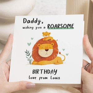 Carte d'anniversaire pour papa, carte d'anniversaire lion, carte d'anniversaire personnalisée pour papa, carte d'anniversaire animal mignon, carte d'anniversaire d'un enfant