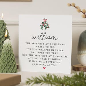 Carte de Noël petit ami, carte de Noël petit ami, cadeau de Noël petit ami, cadeau de Noël pour petit ami, carte de Noël romantique pour lui
