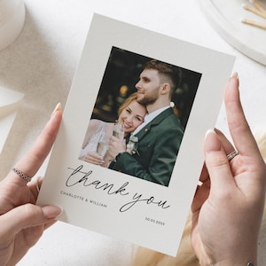 Personalisierte Danksagungskarten Hochzeit, einfache Hochzeit Dankeskarten mit Foto, gefaltete Danksagungskarten, Postkarte Dankeskarten für die Hochzeit