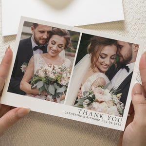 Hochzeitsfoto-Dankeskarten, Multi Foto-Dankeskarten, gefaltete Dankeskarten, Postkarte Dankeskarten Landschaft, personalisiert