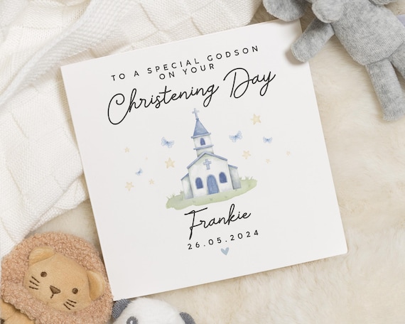 Christening Card For Godson, Special Godson Christening Card, On Your Christening Day, Personalised Boy Christening Card, Grandson, Nephew