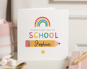 Carte porte-bonheur pour la rentrée, Cadeau personnalisé pour la rentrée, Joyeux 1re journée d'école, Bonne chance pour la rentrée, Carte pour chambre d'enfant