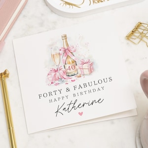 40th Birthday Card For Women, 40th Friend Card, 40th Birthday Card For Friend, Personalised 40th Birthday Card, Forty and Fabulous Card