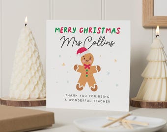 Carte de Noël pour enseignant, Carte de Noël pour enseignant, Cadeaux de Noël pour enseignant, Carte de Noël personnalisée pour enseignant, Carte de Noël pour enseignant