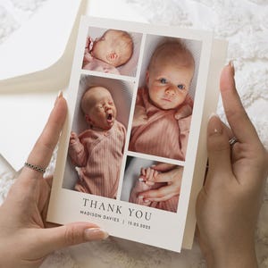 Cartes de remerciement personnalisées pour bébé, Carte de remerciement pour nouveau bébé, Cartes de remerciement avec photo de bébé, Cartes de remerciement pour baby shower, Faire-part de naissance