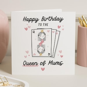 Cartão de aniversário da rainha das mães, cartão de aniversário da mãe, cartão de aniversário para a mãe, cartão de aniversário para a mãe, presente de aniversário, presente de aniversário da mãe para ela