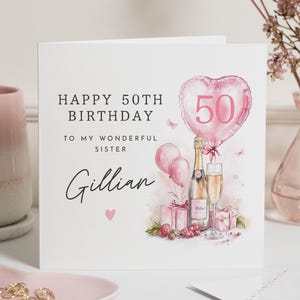Cadeau 50e anniversaire soeur, carte 50e anniversaire pour femme, 50e anniversaire, carte soeur 50e anniversaire personnalisée, pour soeur, carte 50e anniversaire soeur