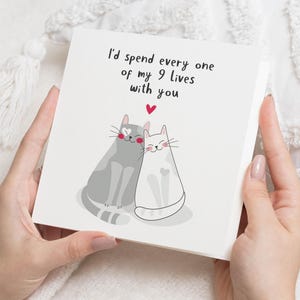 Cat Anniversary Card, Anniversary Card for Her, Cute Cat Card for Girlfriend, Romantic Card for Wife, Cat Couple Card, Cat Birthday Card