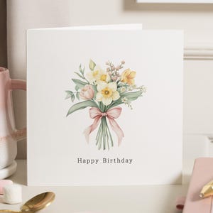 Cartão de flores de aniversário, cartão de aniversário para amigo, cartão de aniversário floral para amigo, cartões de aniversário para ela, cartão de amigo adorável, cartões de flores