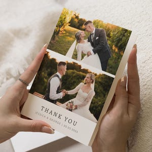 Personalisierte Dankeskarten Hochzeit, Hochzeit-Dankeskarten mit mehreren Fotos, Bearbeitbare Dankeskarten, Benutzerdefinierte Postkarten-Dankeskarten