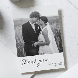 Cartes de remerciement de mariage pliées avec photo, Cartes de remerciement personnalisées pour mariage, Cartes de remerciement avec photo, Cartes postales de remerciement pour mariage