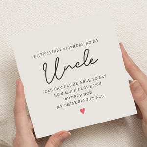 1. Geburtstag als mein Onkel Karte, personalisierte Geburtstagskarte für Onkel, 1. Geburtstag als Onkel Karte, Onkel Geburtstagsgeschenk, für ihn