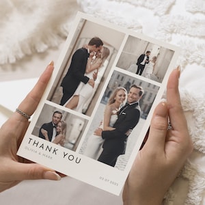 Minimalistische Hochzeit Dankeskarten mit Foto, Dankeskarten gefaltet, Moderne Dankeskarten Hochzeit, Foto Dankeskarten für Hochzeit