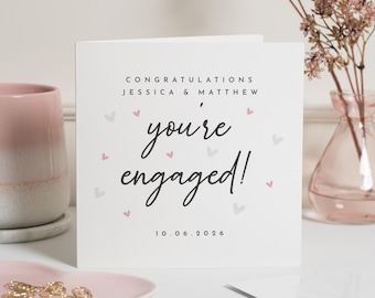 Engagement Card, Personalised Engagement Card, Congratulations Card, Engagement Card for Couple, Engaged Card, Custom Name Card