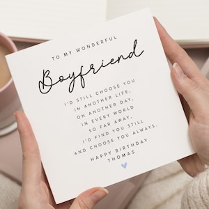 Birthday Card for Boyfriend, Personalised Birthday Card for Him, Romantic Birthday Card, Cute Birthday Card for Men, Poem Card