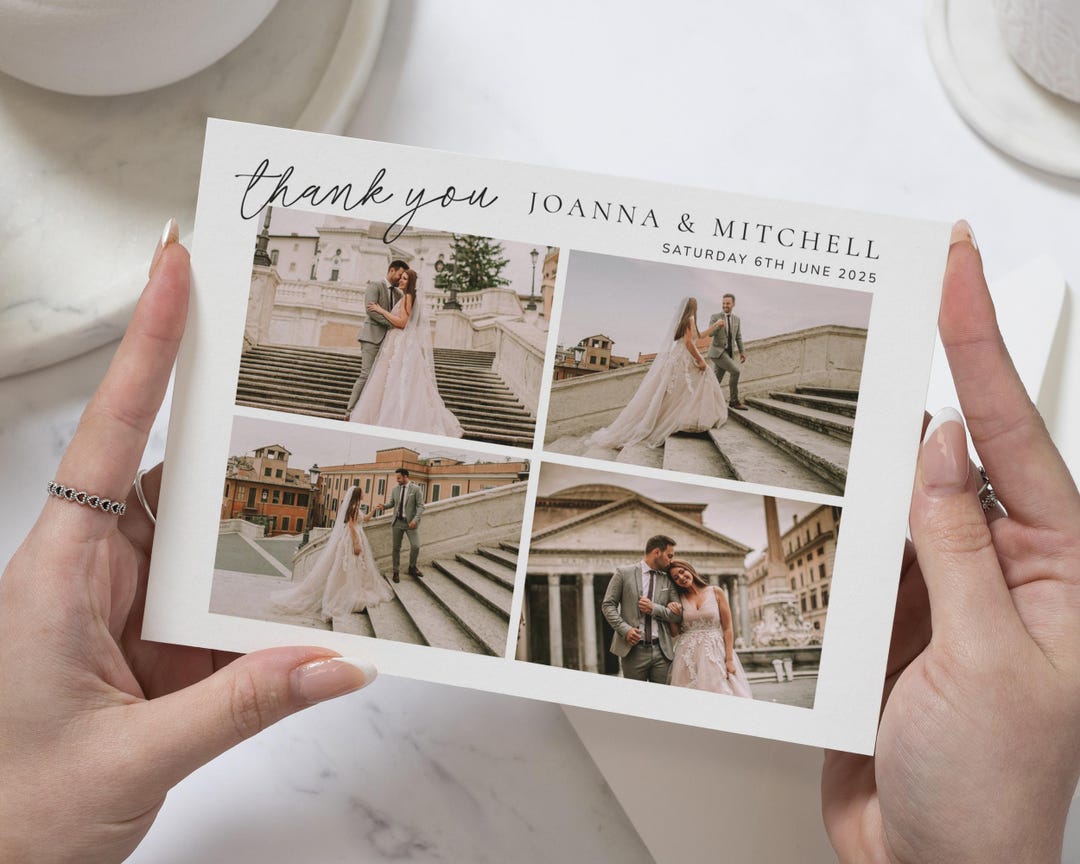 Personalised Thank You Cards Wedding With Photo, Postcard Wedding Thank ...