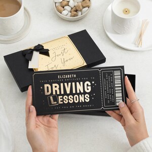 Personalisierter Geschenkgutschein für Fahrstunden, Goldfolie, individuelles Geburtstagsgeschenk, Fahrerlebnis, Fahrgutschein, Geschenk zum 17. Geburtstag