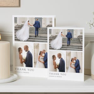 Cartes de remerciement avec photo de mariage, Cartes de remerciement personnalisées Mariage, Cartes de remerciement pliées, Cartes postales de remerciement pour mariage, Simple image 4