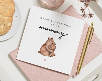 Tarjeta de cumpleaños "1er cumpleaños como mamá", tarjeta de cumpleaños personalizada para mamá, tarjeta de cumpleaños "1er cumpleaños como mamá", regalo de cumpleaños para mamá, para ella, de parte del bebé.
