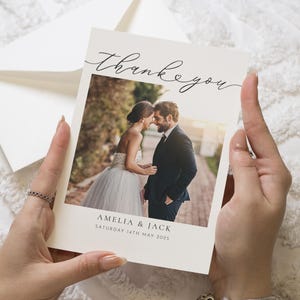 Moderne Dankeskarten Hochzeit, Elegante Hochzeits-Dankeskarten mit Foto, Gefaltete Danksagungskarten, Foto-Dankeskarten für Hochzeit